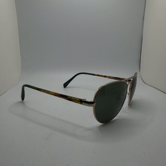 TOMS Sunglasses - Maverick Aviator in Gold Metal Tortoise Shell with Grey Lens